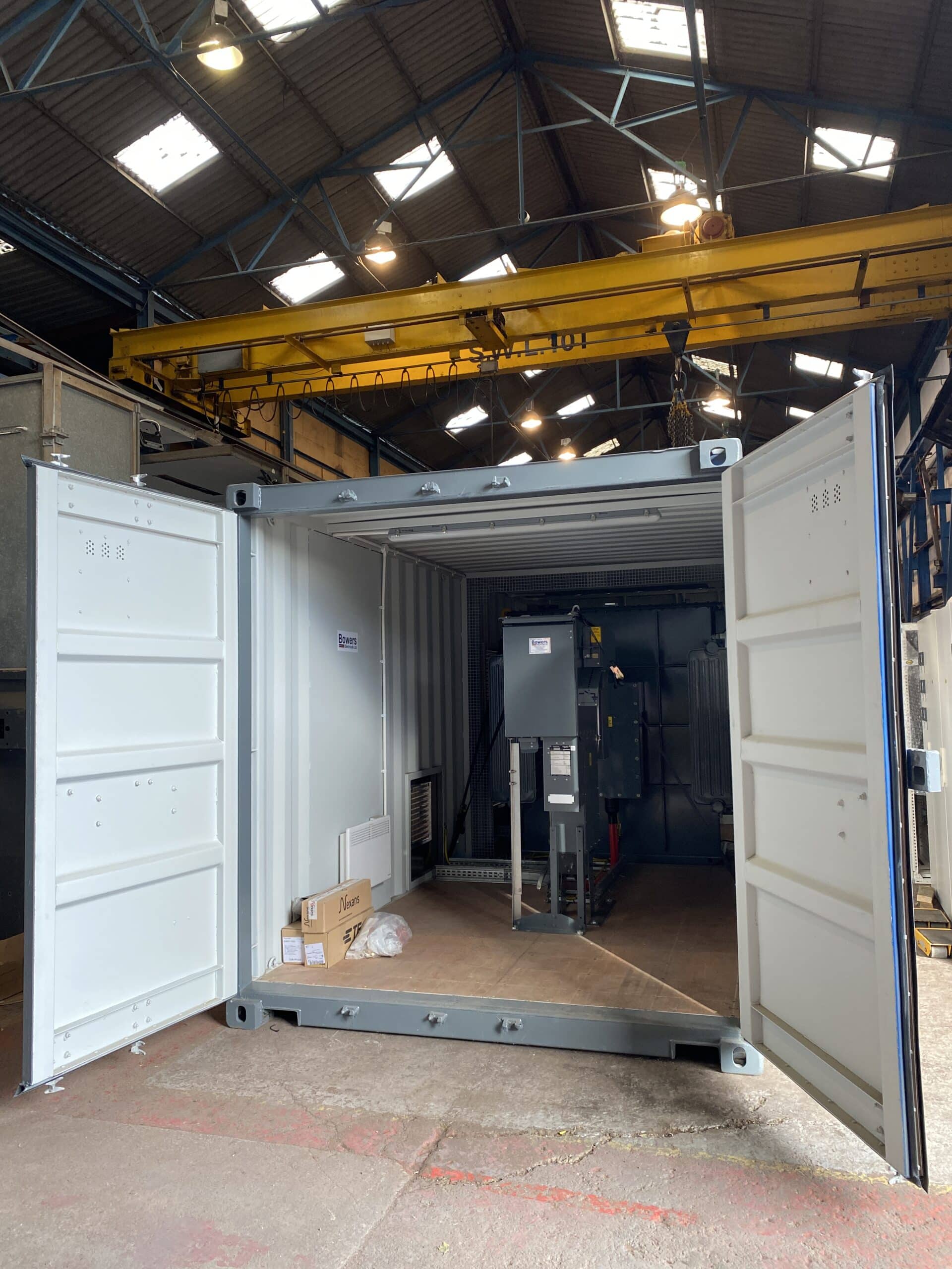 Containerised substations inside the Bowers factory