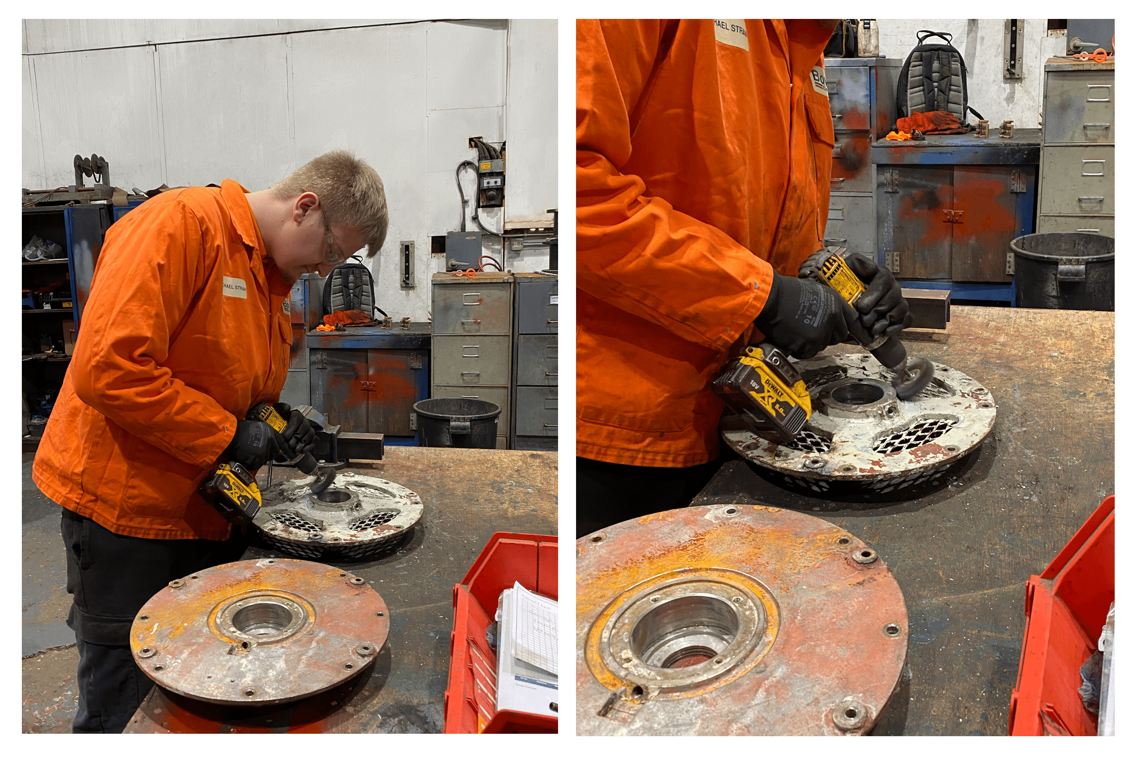 bowers apprentice michael straw polishing a motor