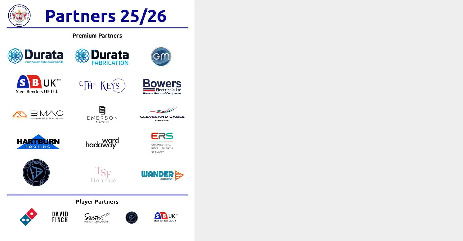 Bowers Electricals Premium Partners of Thornaby FC